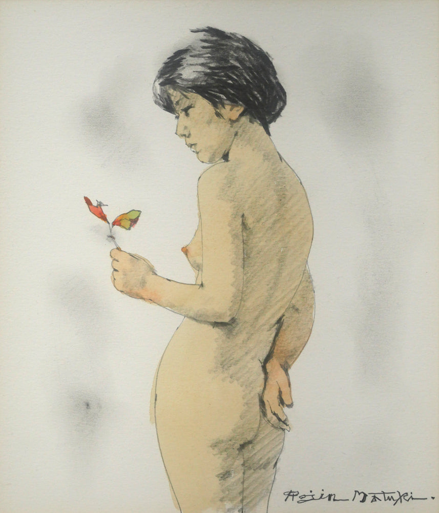松樹路人「立像（裸婦）」水彩画・2号　作品全体画像