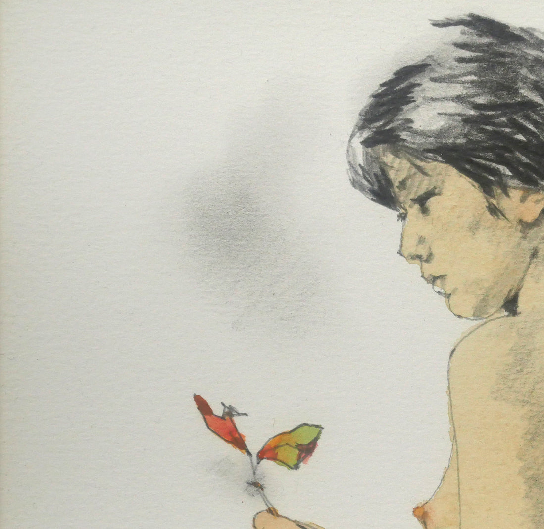 松樹路人「立像（裸婦）」水彩画・2号　拡大画像1
