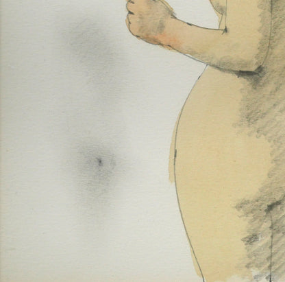 松樹路人「立像（裸婦）」水彩画・2号　拡大画像3