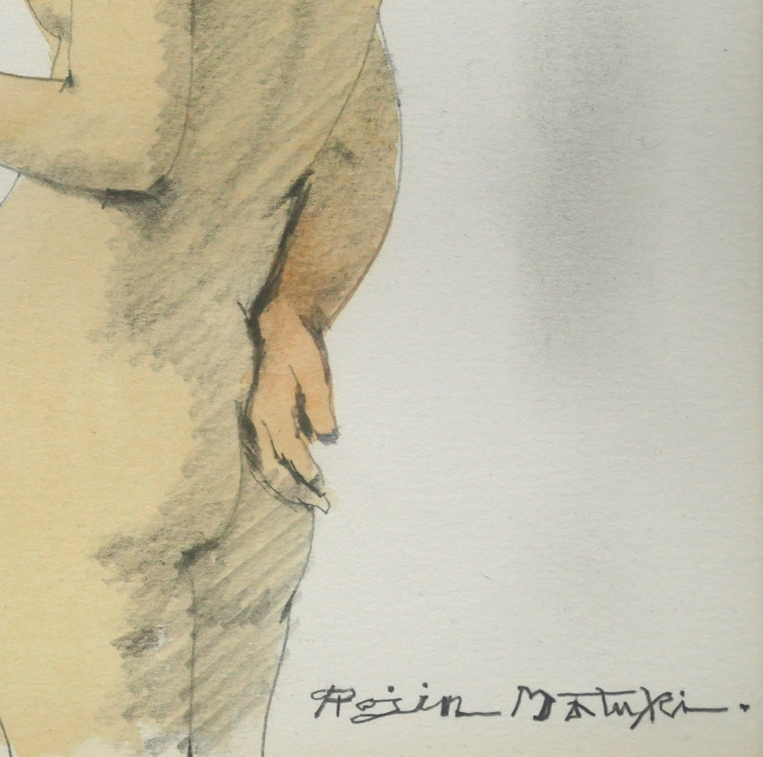 松樹路人「立像（裸婦）」水彩画・2号　拡大画像4