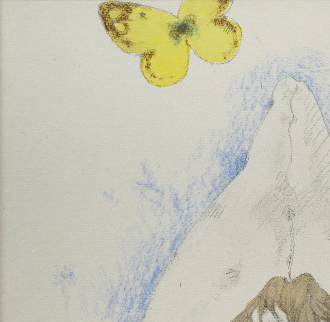 松樹路人「春光」水彩画・パステル併用・色紙額装　拡大画像1