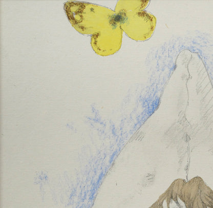 松樹路人「春光」水彩画・パステル併用・色紙額装　拡大画像1