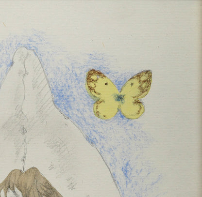 松樹路人「春光」水彩画・パステル併用・色紙額装　拡大画像2