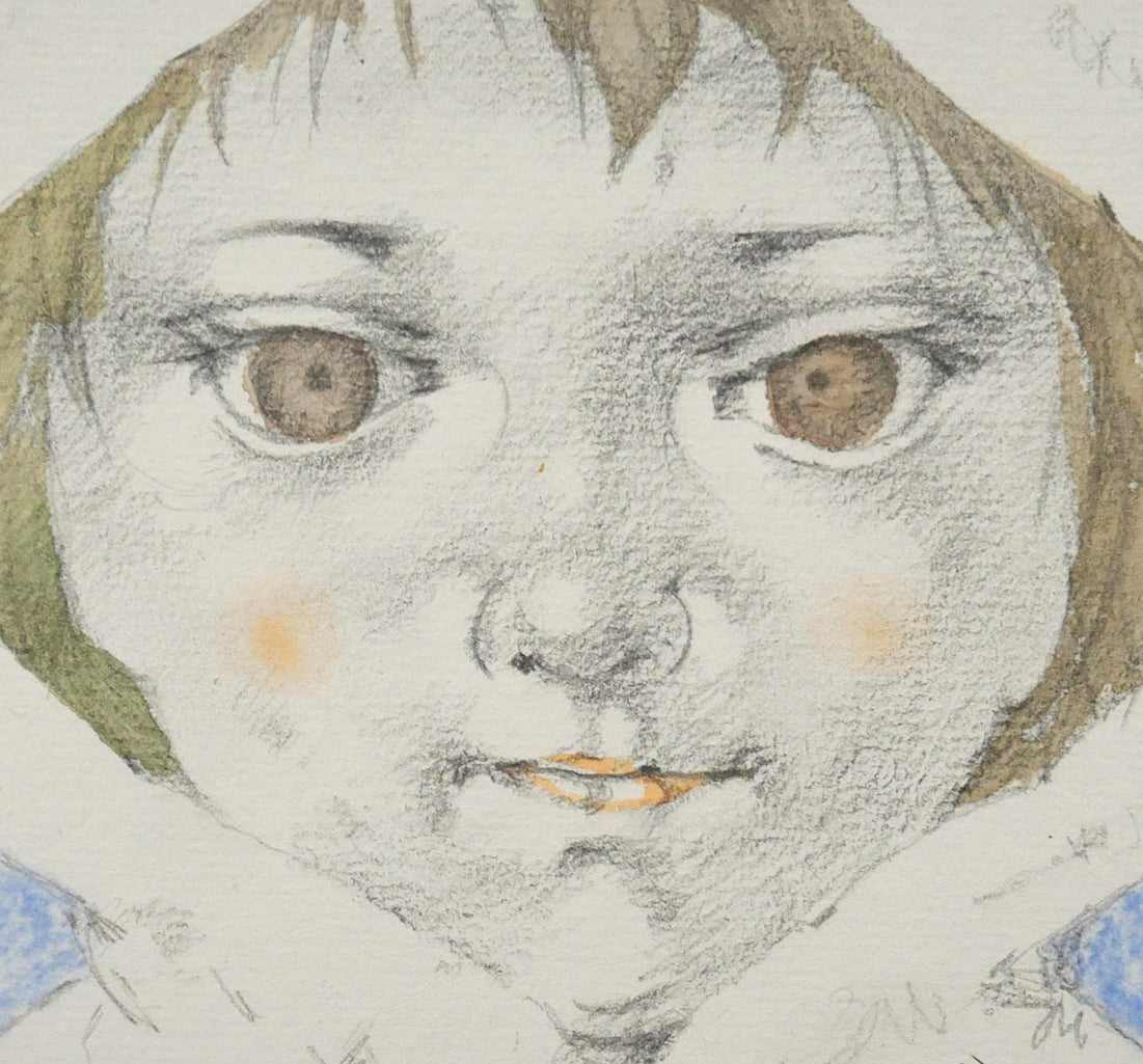 松樹路人「春光」水彩画・パステル併用・色紙額装　拡大画像5