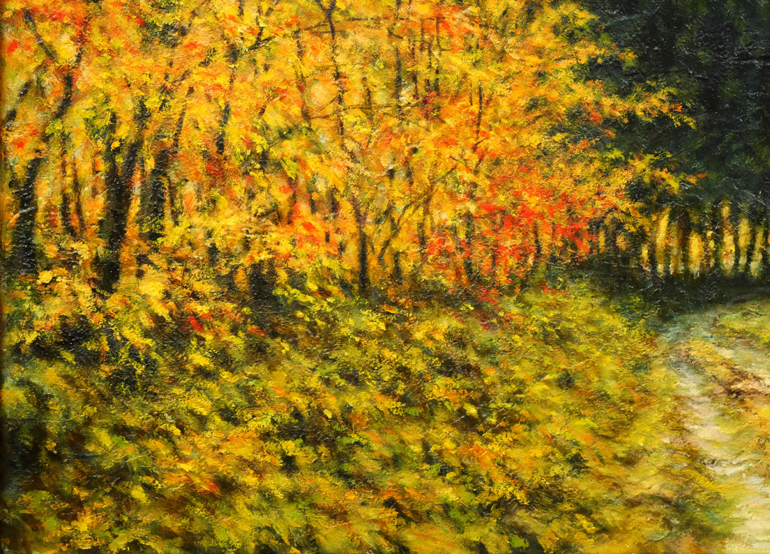 松本晴夫「錦秋」油絵・M10号　拡大画像3