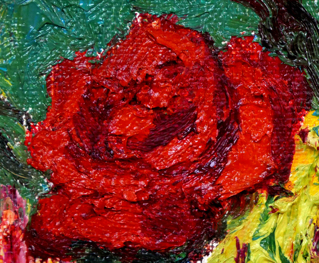 松本富太郎「薔薇」油絵・F0号　拡大画像2
