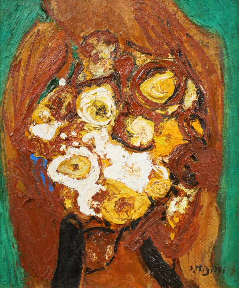 三岸節子「花」油絵・F8号 絵画買取・販売の小竹美術
