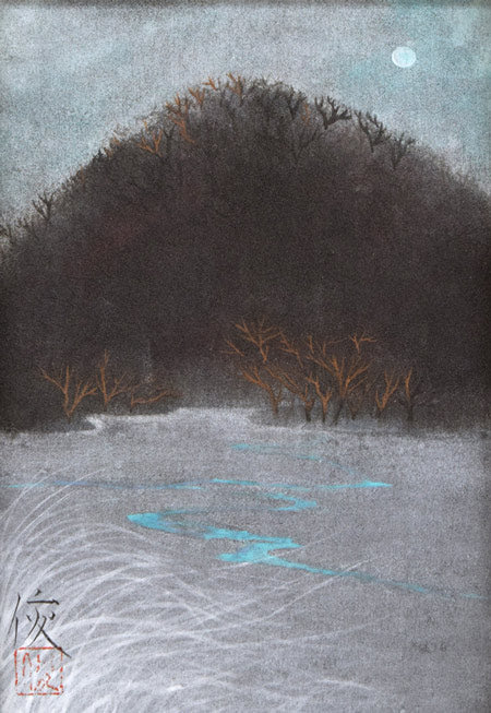 三上俊樹「月明」日本画・SM　作品全体拡大画像