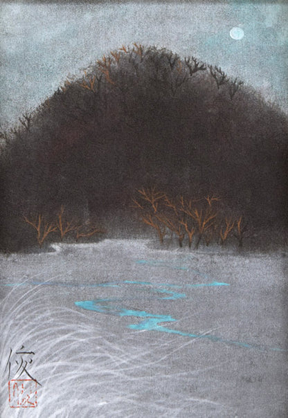 三上俊樹「月明」日本画・SM　作品全体拡大画像