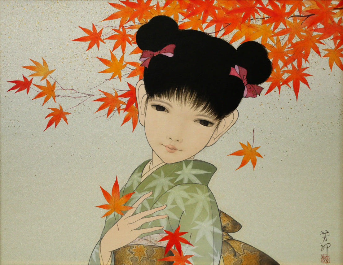 三國芳郎「花暦シリーズ　もみじ」彩色・F6号　作品全体画像