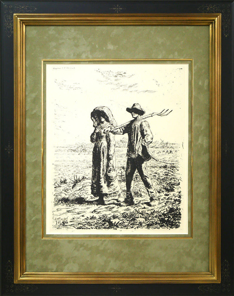 ジャン＝フランソワ　ミレー(Jean-François　MILLET)「仕事に出かける人」銅版画