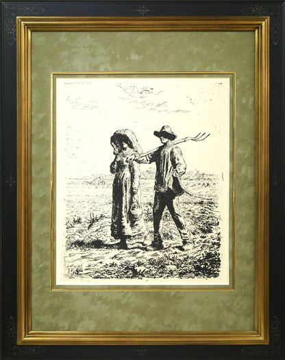 ジャン＝フランソワ　ミレー(Jean-François　MILLET)「仕事に出かける人」銅版画
