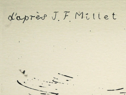 ジャン＝フランソワ　ミレー(Jean-François　MILLET)「仕事に出かける人」銅版画　版上サイン1
