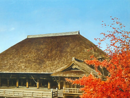 身野友之「紅葉・清水寺」油絵・M20号　拡大画像2