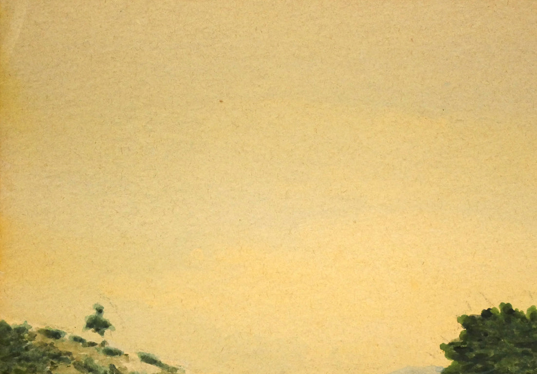 三宅克己「雪の朝」水彩画・4号　拡大画像1
