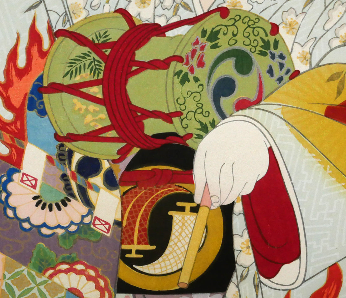 宮下壽紀「羯鼓（道城寺）」木版画　拡大画像5