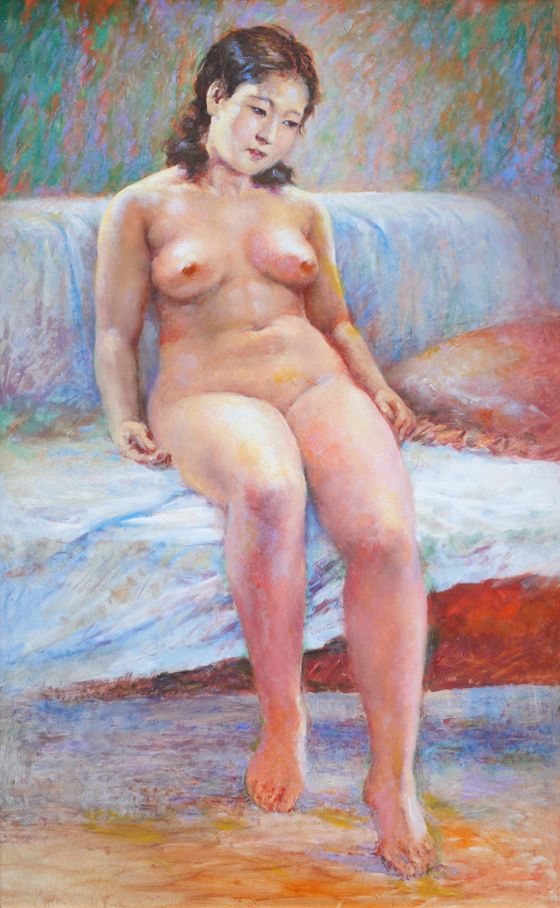 宮田清「裸婦」油絵・変形80号　作品全体画像