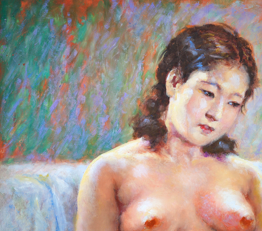 宮田清「裸婦」油絵・変形80号　拡大画像1