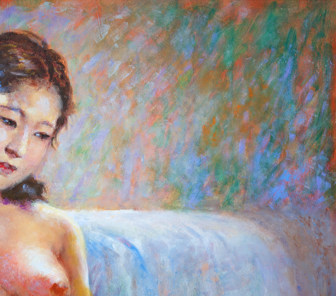 宮田清「裸婦」油絵・変形80号　拡大画像3