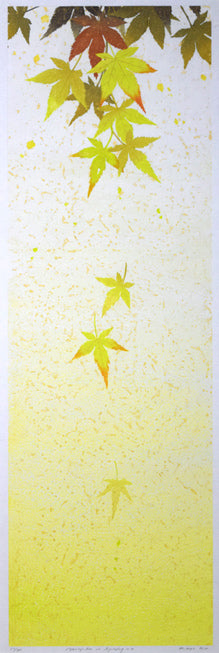 宮山加代子「Maple　in　Spring-4」木版画　作品全体拡大画像