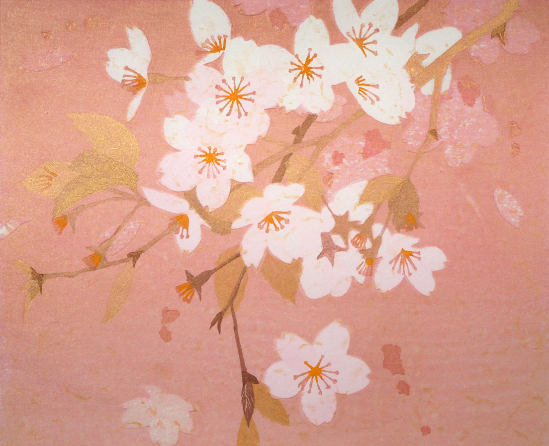 宮山加代子「SPRING　WIND-5」木版画　拡大画像1
