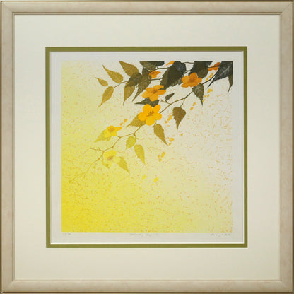 宮山加代子「WINDY　DAY-1」木版画
