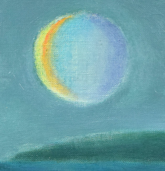 杢田たけを「月と水辺（馬）」油絵・F6号　拡大画像3