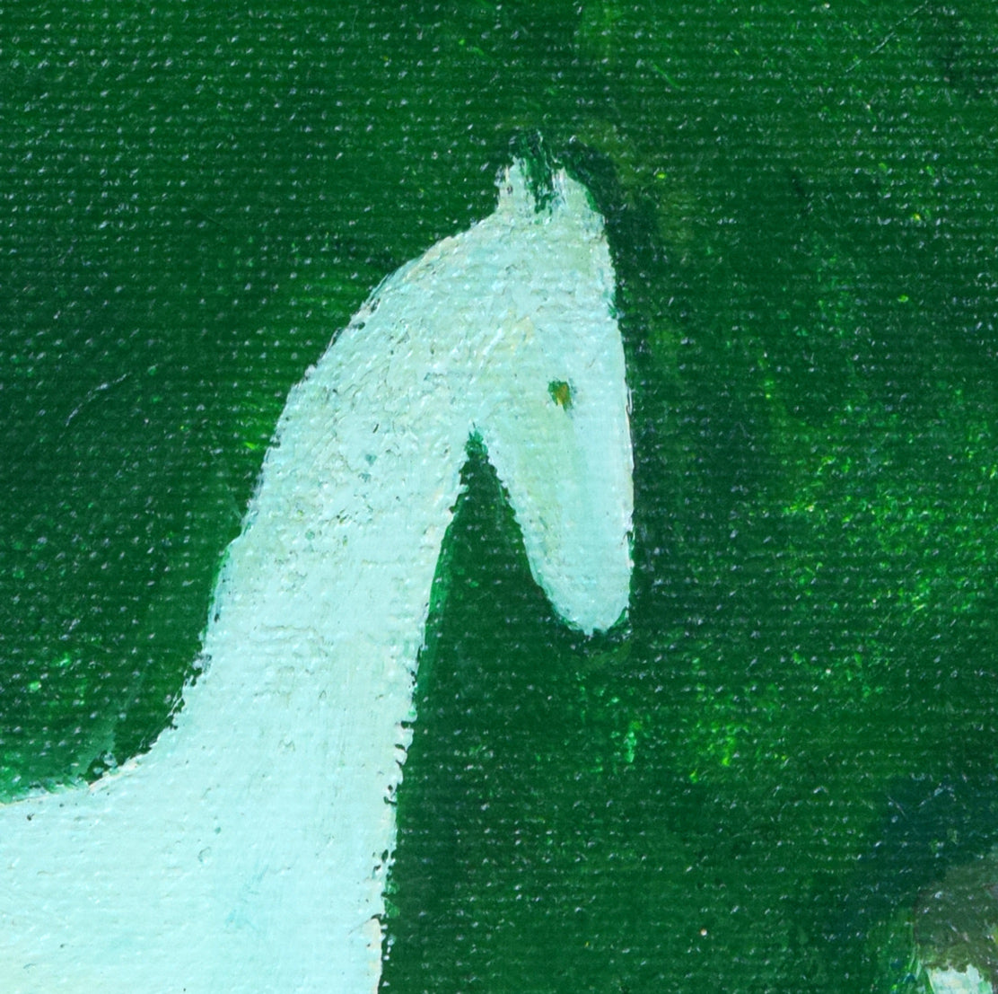 杢田たけを「馬と少女」油絵・F0号　拡大画像2