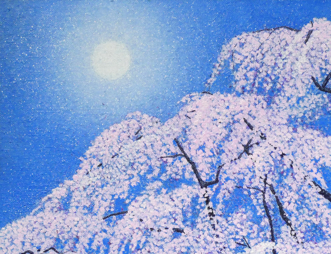 百瀬太虚「花天（滝桜）」油絵・F10号　拡大画像1