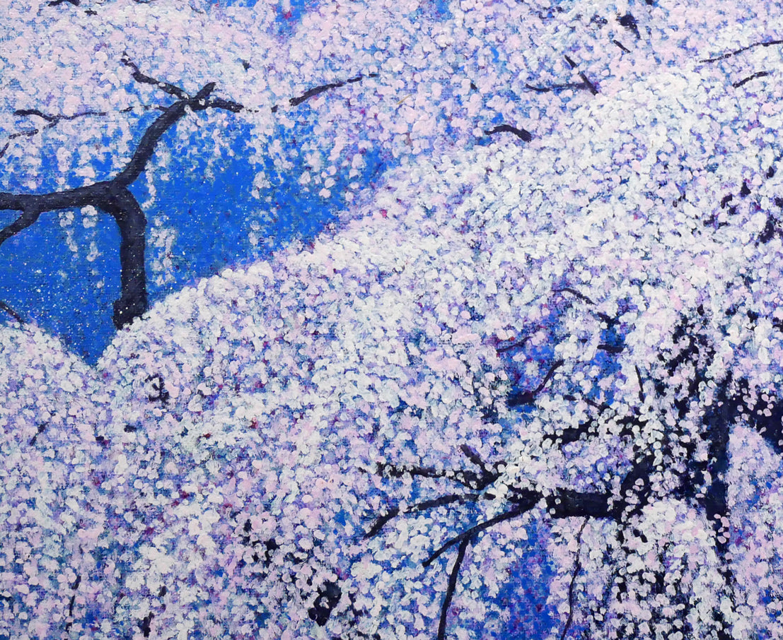 百瀬太虚「花天（滝桜）」油絵・F10号　拡大画像3