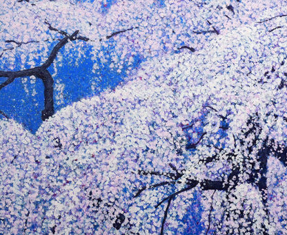 百瀬太虚「花天（滝桜）」油絵・F10号　拡大画像3