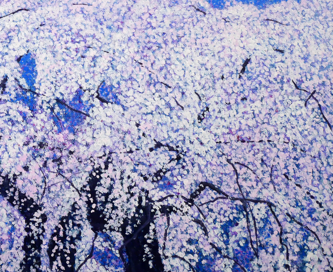 百瀬太虚「花天（滝桜）」油絵・F10号　拡大画像4