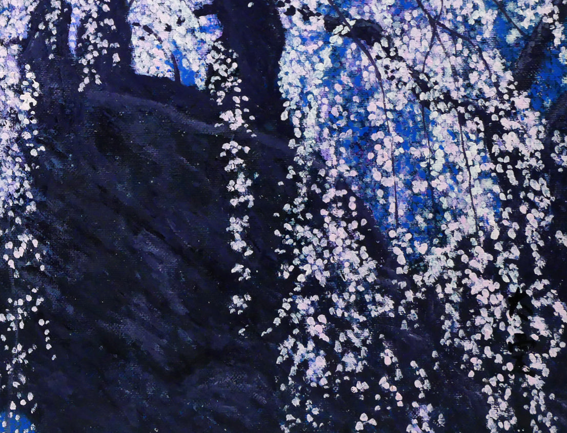 百瀬太虚「花天（滝桜）」油絵・F10号　拡大画像6