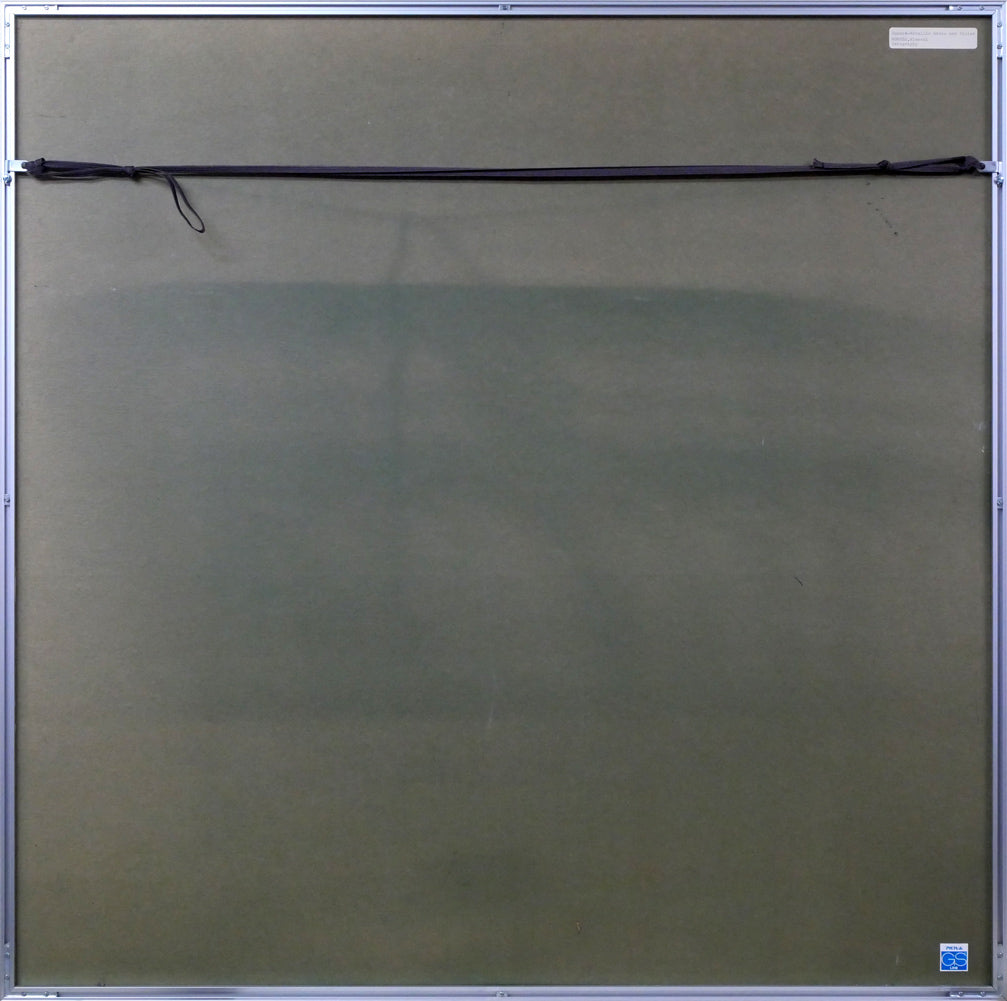 百瀬寿「Square-Metallic　Green　and　Violet」シルクスクリーン版画　額縁裏側画像