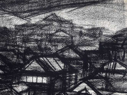 森本三郎「小樽風景」コンテ画・6号　拡大画像2