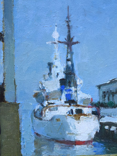 森本三郎「小樽港」油絵・F3号　拡大画像5