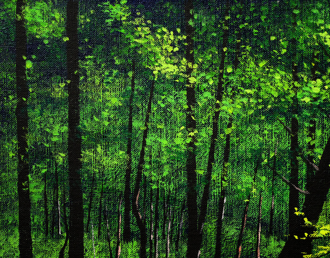 森秀雄「緑韻」油絵・F4号　拡大画像1