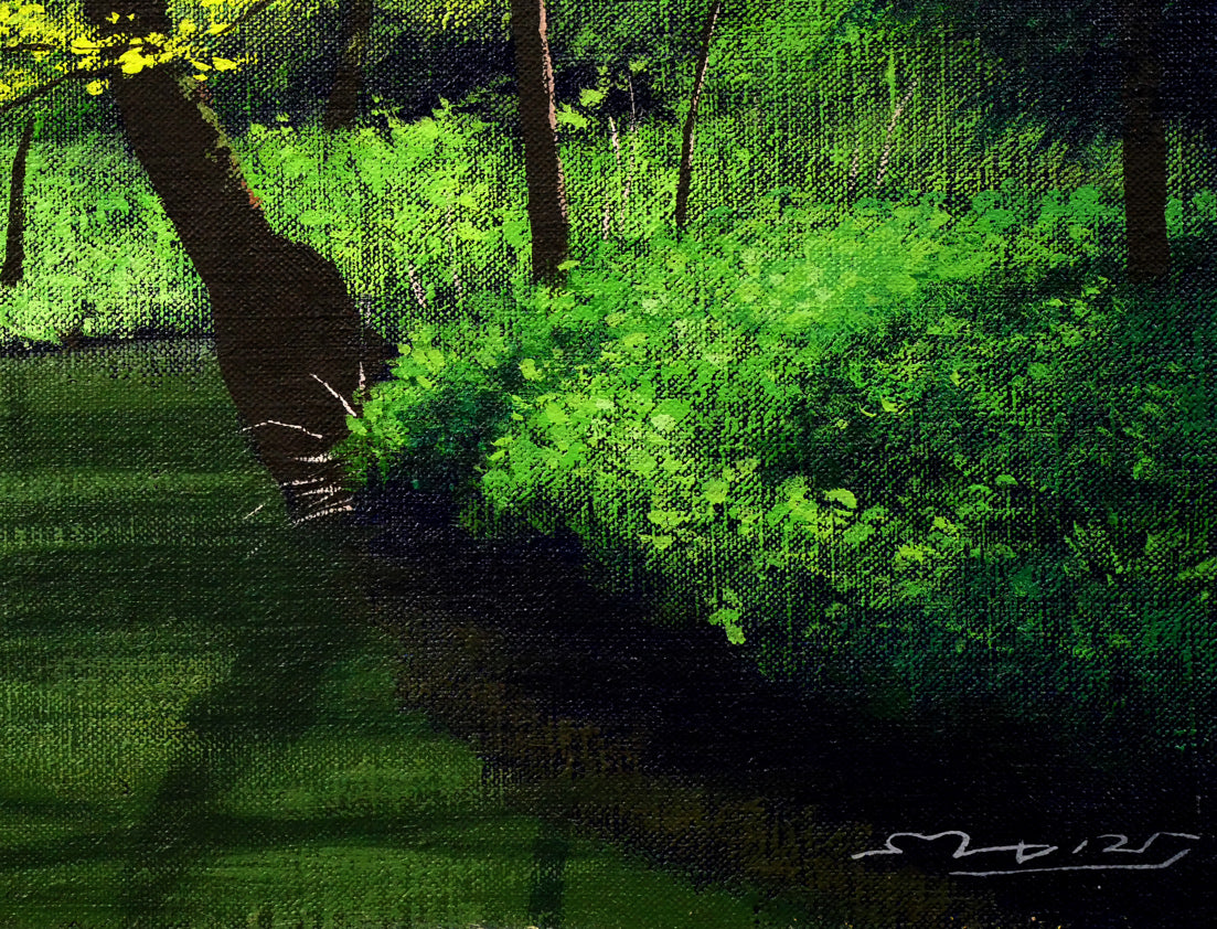 森秀雄「緑韻」油絵・F4号　拡大画像5