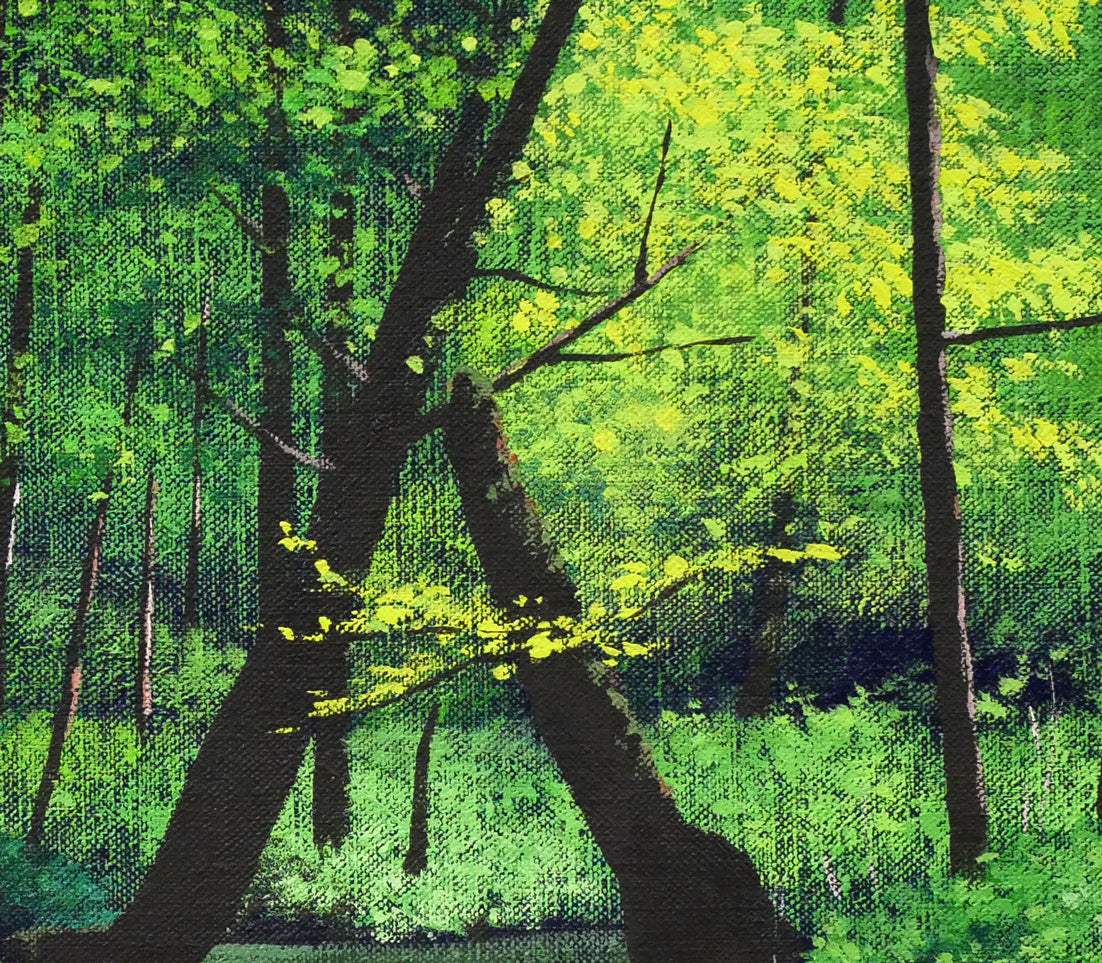 森秀雄「緑韻」油絵・F4号　拡大画像4
