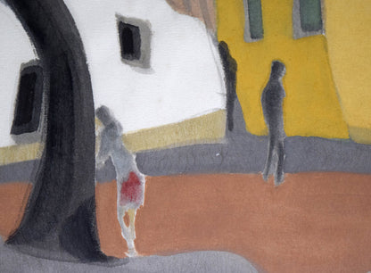 森義利「トレドの裏町（スペイン）」水彩画　拡大画像4