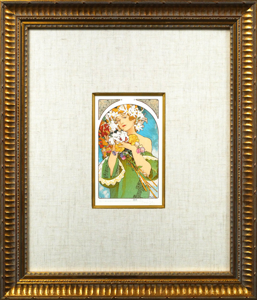 アルフォンス　ミュシャ(Alphonse　MUCHA)「花」リトグラフ