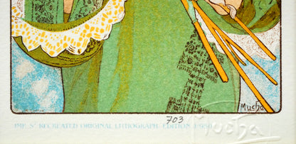 アルフォンス　ミュシャ(Alphonse　MUCHA)「花」リトグラフ　限定番号（ed,703/950）