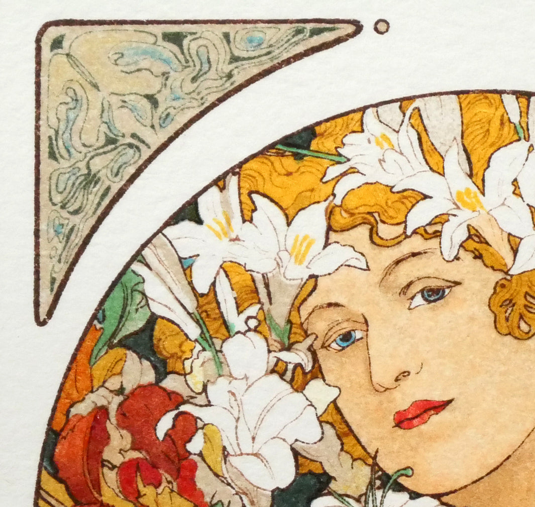 アルフォンス　ミュシャ(Alphonse　MUCHA)「花」リトグラフ　拡大画像1