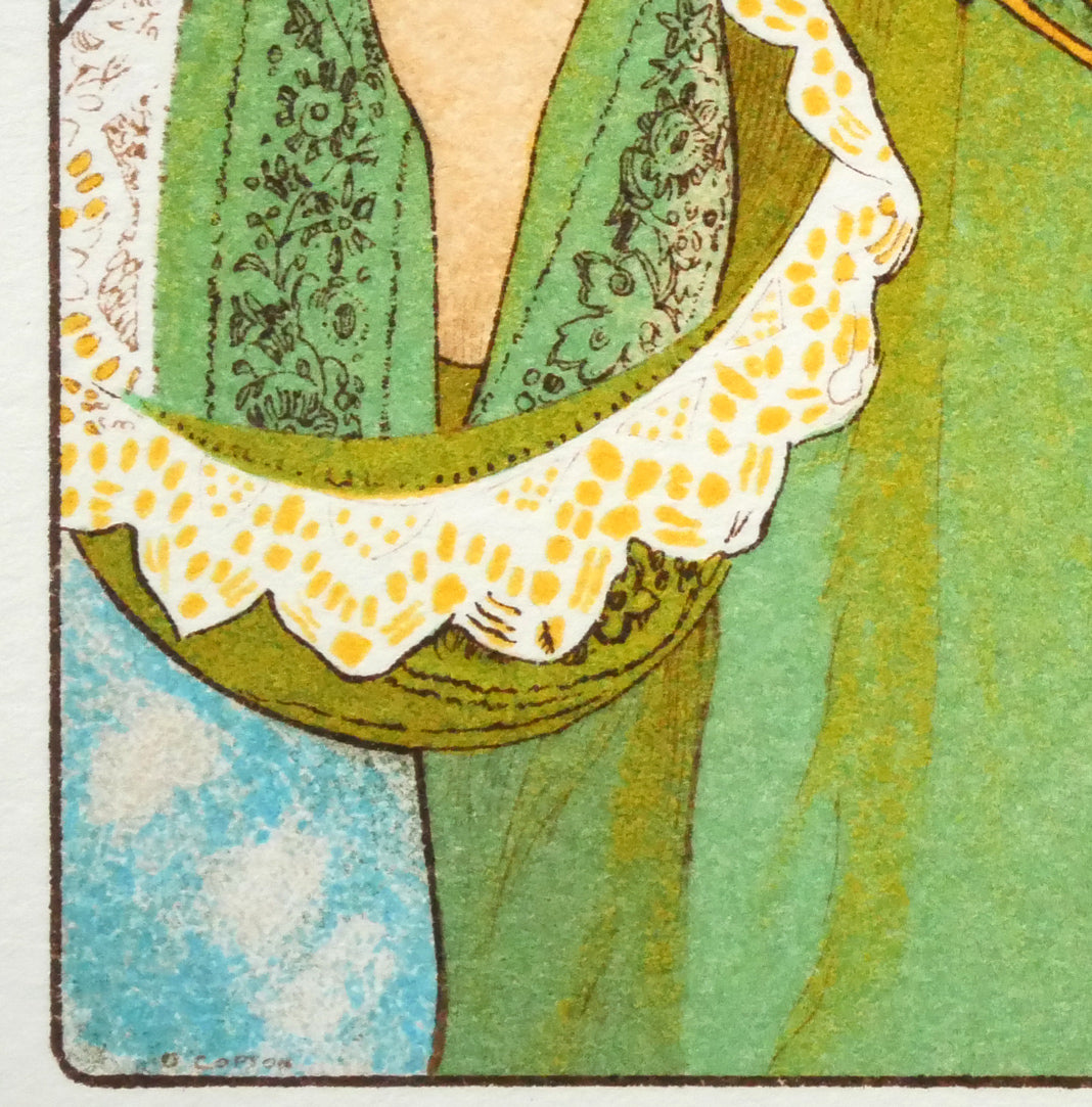 アルフォンス　ミュシャ(Alphonse　MUCHA)「花」リトグラフ　拡大画像6