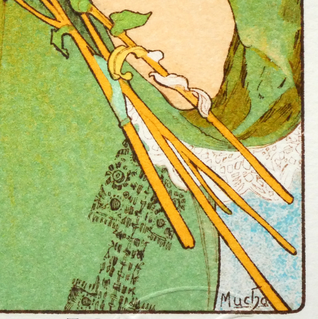 アルフォンス　ミュシャ(Alphonse　MUCHA)「花」リトグラフ　拡大画像7