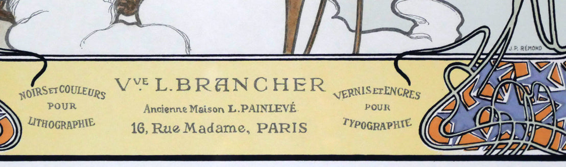 アルフォンス　ミュシャ(Alphonse　MUCHA)「冬（WINTER　OF　THE　SEASONS，1900）」リトグラフ　文字部分拡大画像2