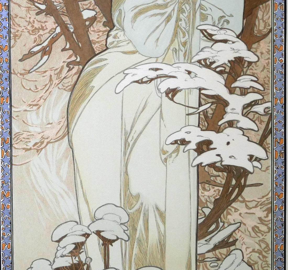 アルフォンス　ミュシャ(Alphonse　MUCHA)「冬（WINTER　OF　THE　SEASONS，1900）」リトグラフ　拡大画像3