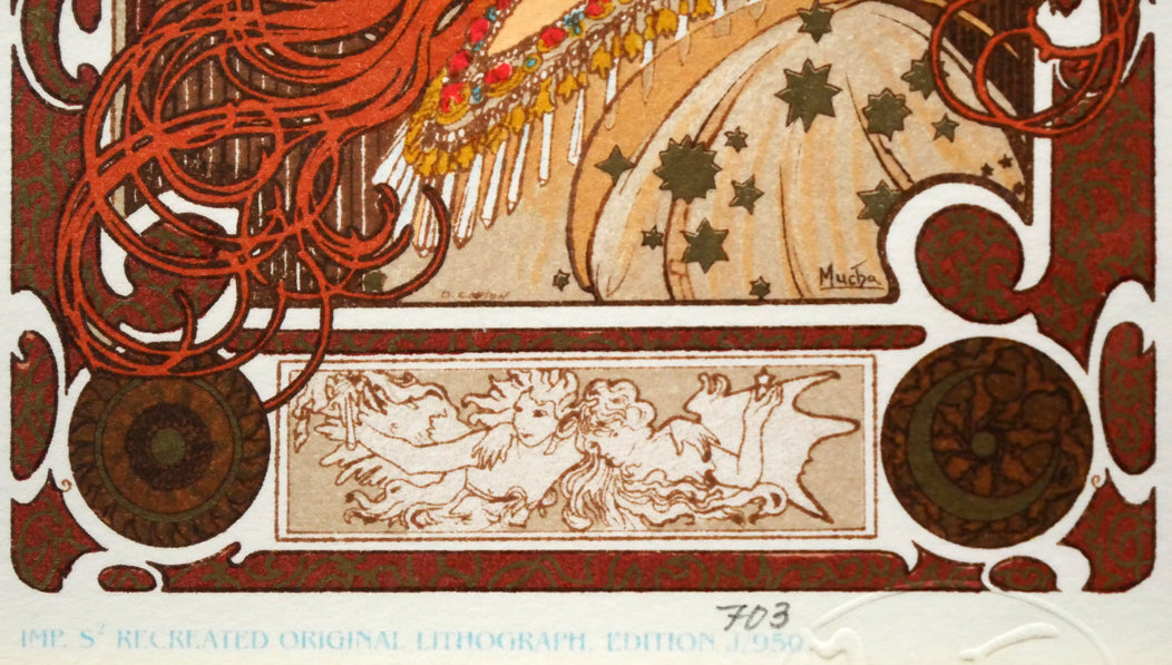 アルフォンス　ミュシャ(Alphonse　MUCHA)「黄道十二宮（ゾディアック）」リトグラフ　限定番号（ed,703/950）