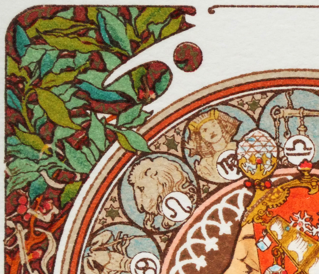 アルフォンス　ミュシャ(Alphonse　MUCHA)「黄道十二宮（ゾディアック）」リトグラフ　拡大画像1