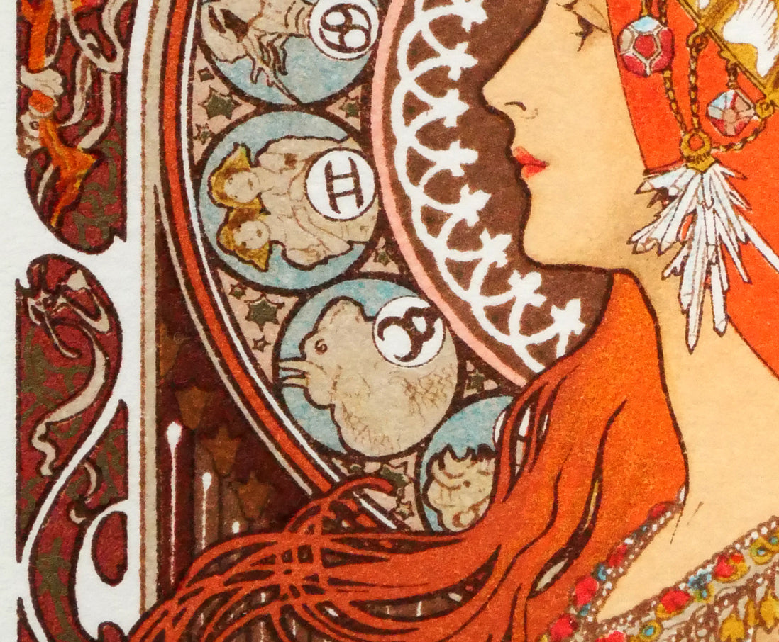 アルフォンス　ミュシャ(Alphonse　MUCHA)「黄道十二宮（ゾディアック）」リトグラフ　拡大画像3